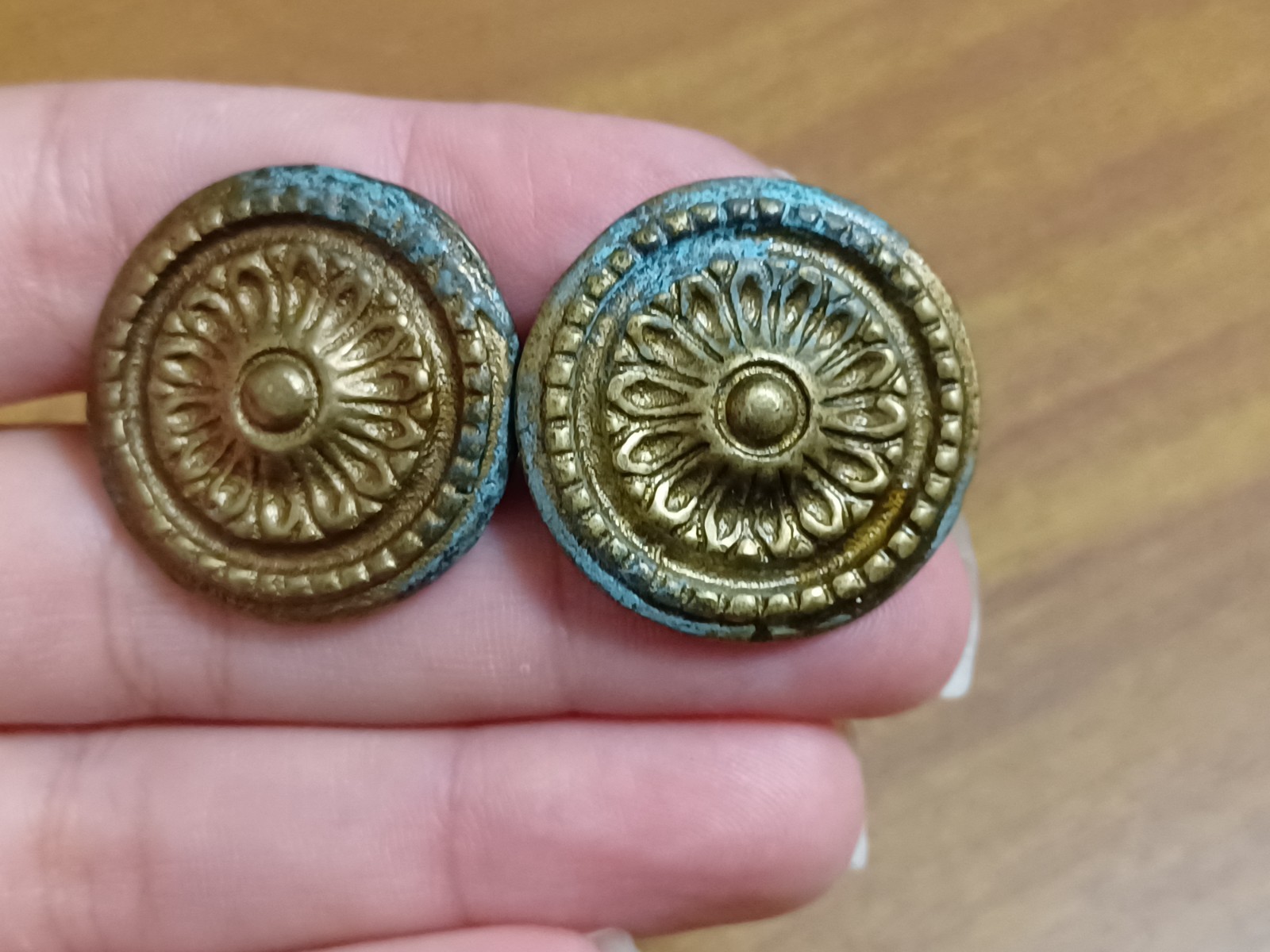 Vintage KBC Drawer Knob Pulls DISTRESSED Keeler Brass Co Lot Of 2