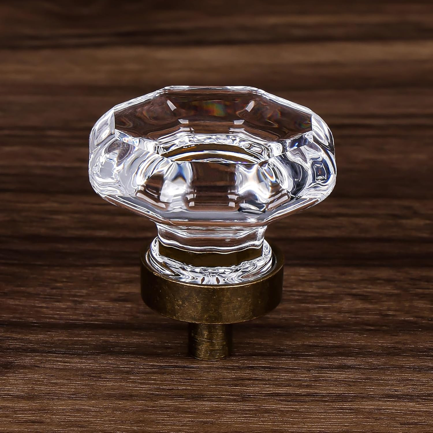 Crystal Cabinet Knobs 4 Pack Antique Brass Glass Drawer Pulls with Screws