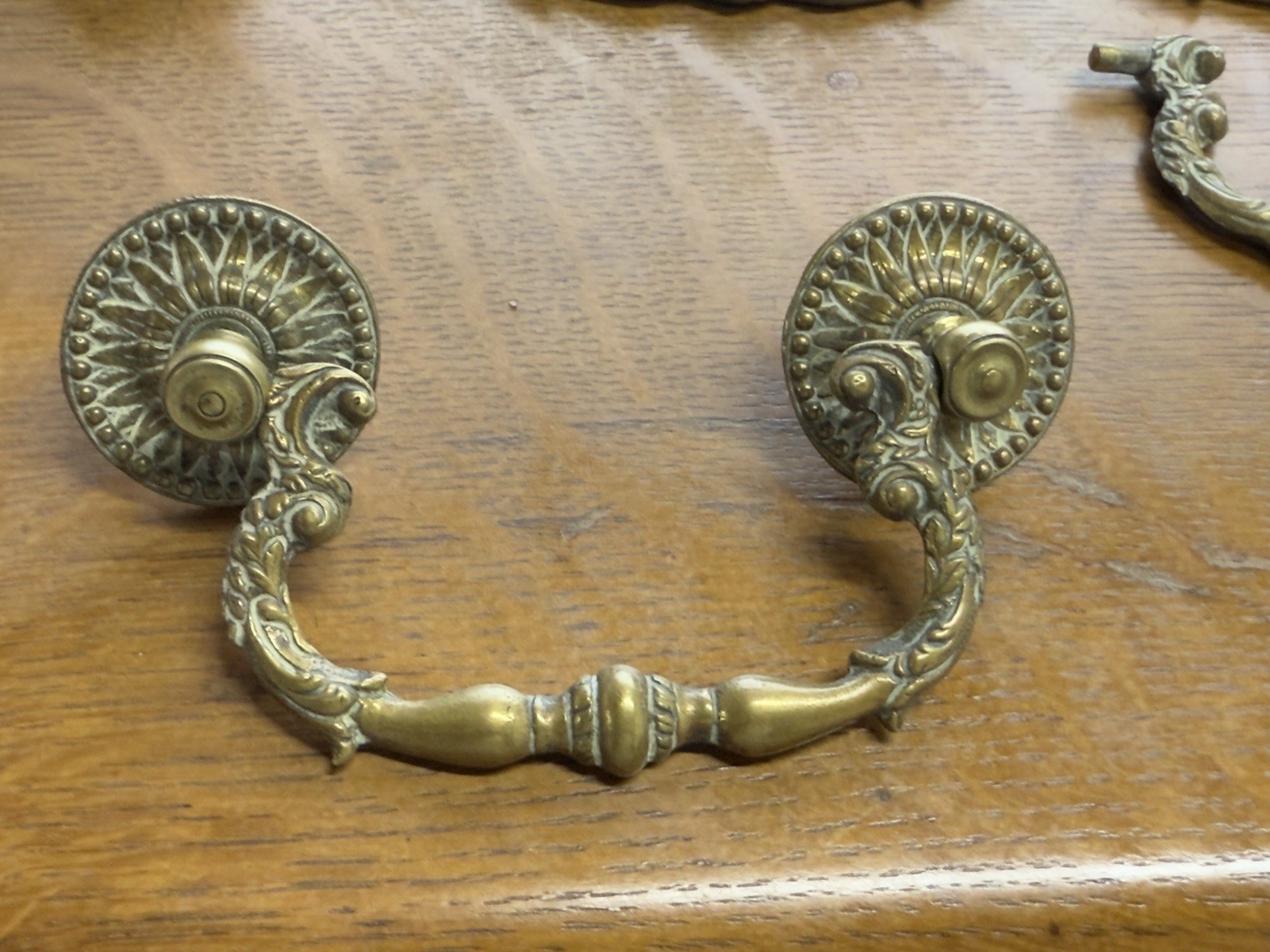 Antique Georgian bronze brass hardware chippendale period set 18th century