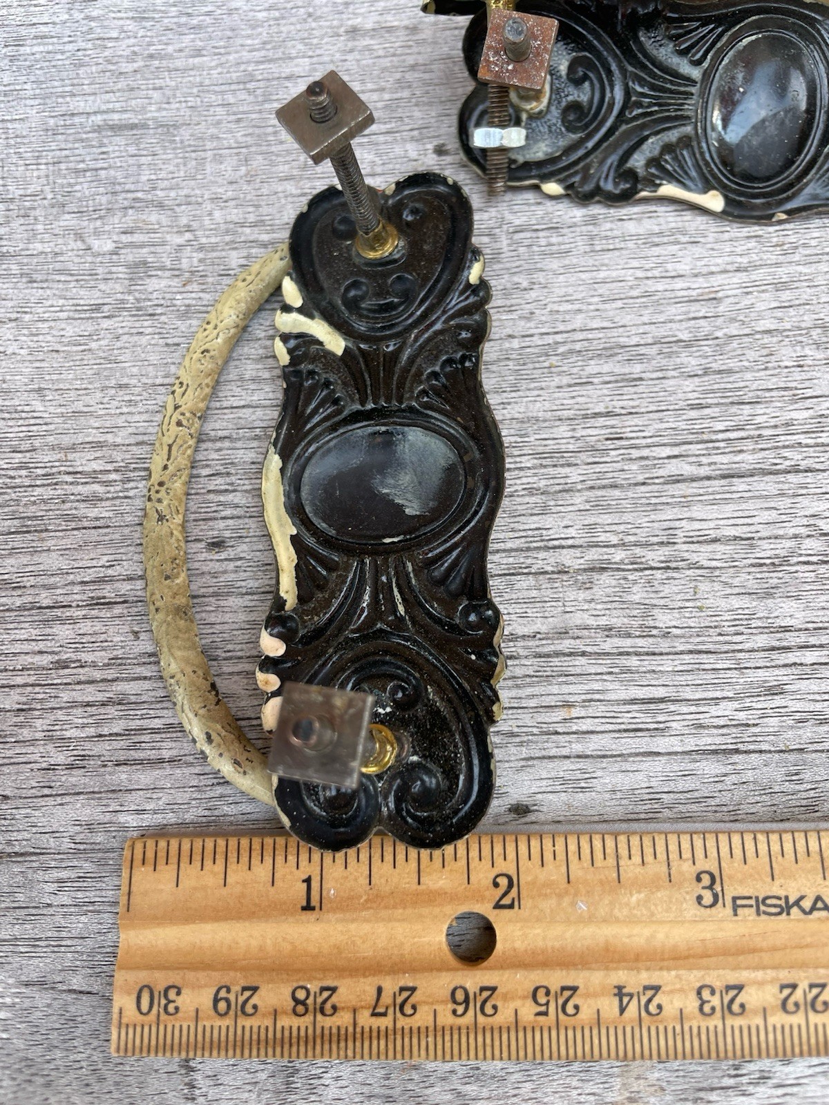 🔥 8 • Antique Art Deco Japanned Steel Dresser Drawer Bail Pull Handles Cabinet