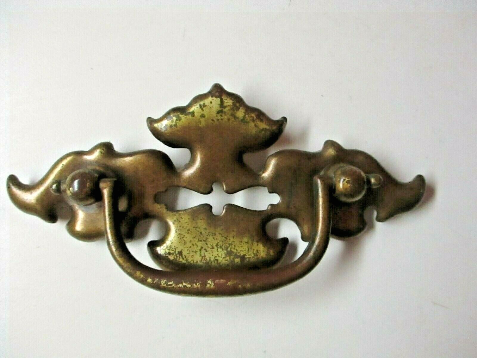Bassett 927 Drop Bail Pull Handle 2-1/2″ Centers Aged Dark Brass 1 Vintage MCM