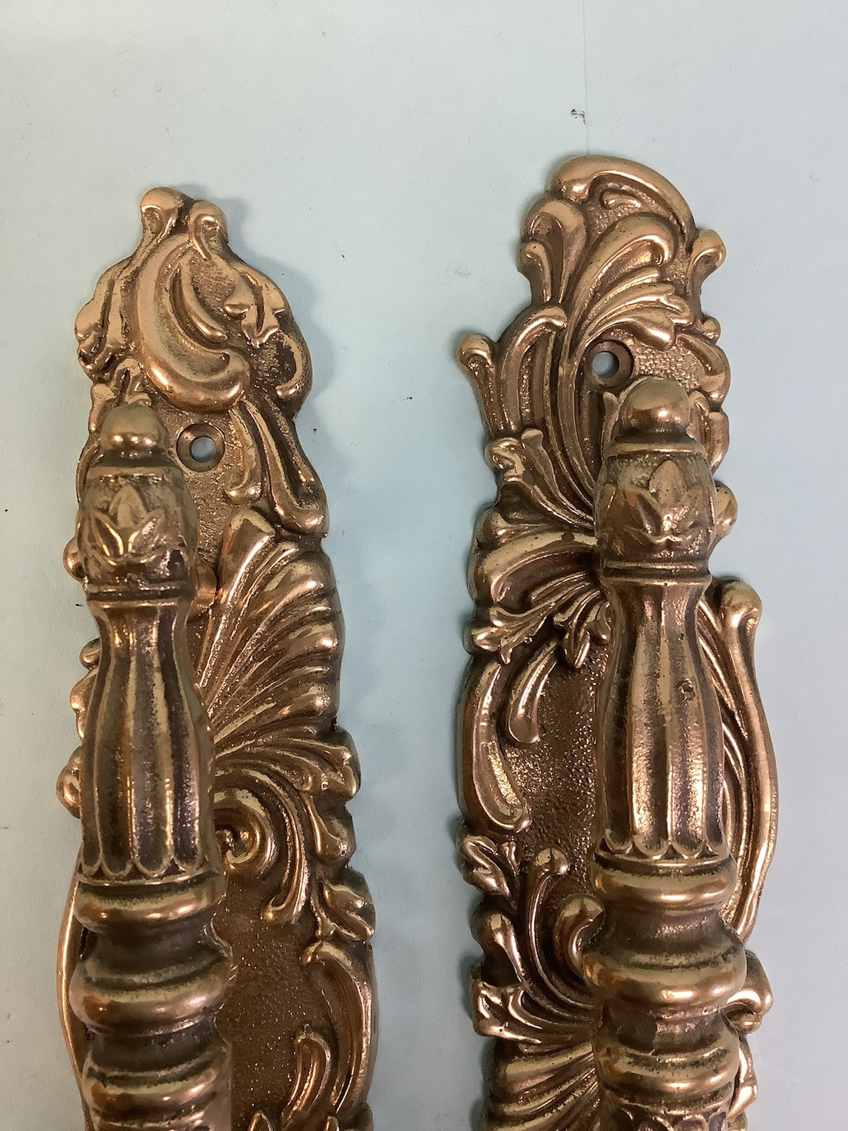 Pair Brass Door Pulls/Handle 9 3/8” L by 2 1/8”W