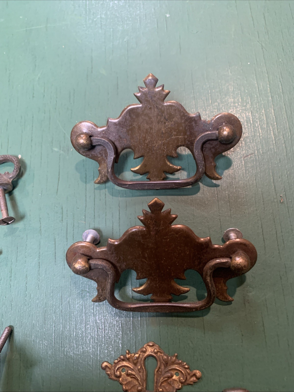 Mixed Lot Antique/Vintage Hardware Furniture Drawer Backplates Metal Brass 8 Pcs