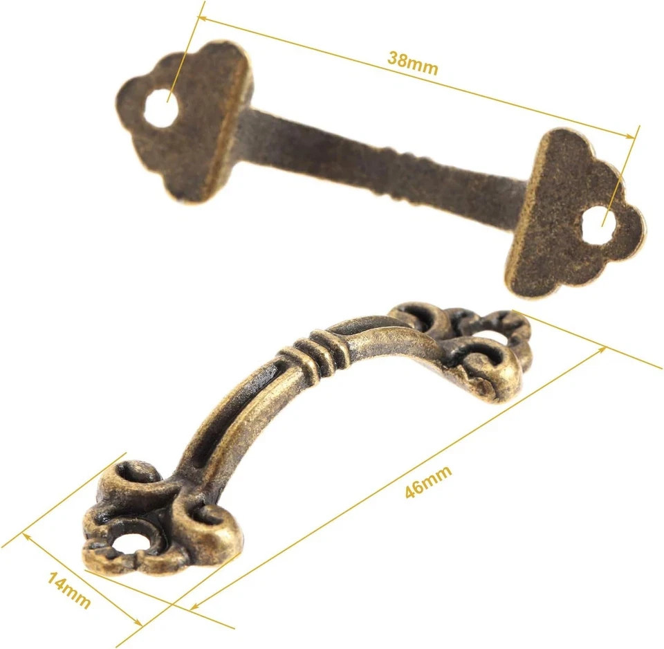 12Pcs Antique Brass Drawer Pulls, Small Vintage Decorative Cabinet Handles Knobs