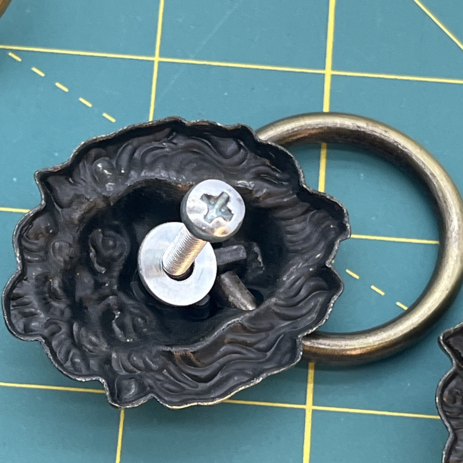 8 Bronze Tone Lion Head Ring Pull Dresser Cabinet Knobs 2” x 1.5”