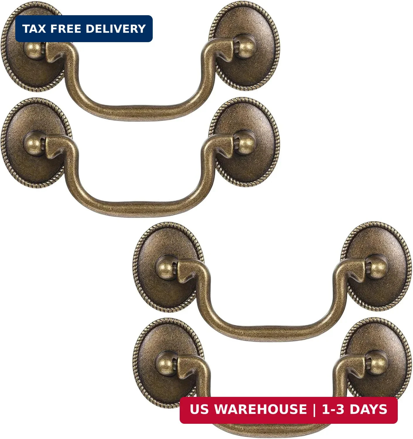 4 Pcs Antique Bails Handle Drop Pulls Drop Bail Handle Pulls Small Drawer Pull H