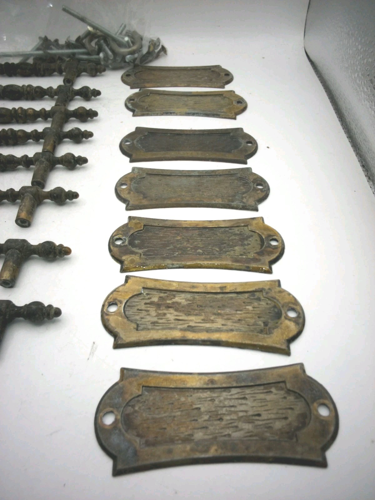 Lot 15 PCS Vintage Allison Drawer Handles Plaques Brass Japan
