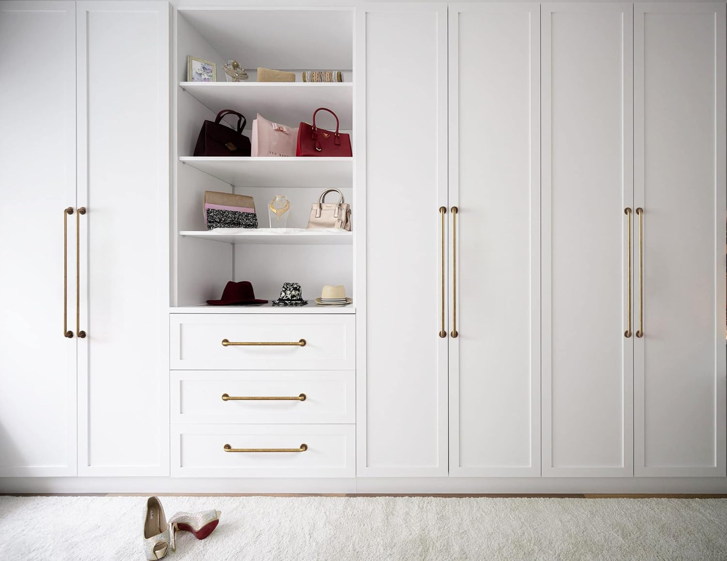 6 Pack Antique Brass Cabinet Handle Drawer Pulls, 12.6″ C-C Vintage Bronze Retro