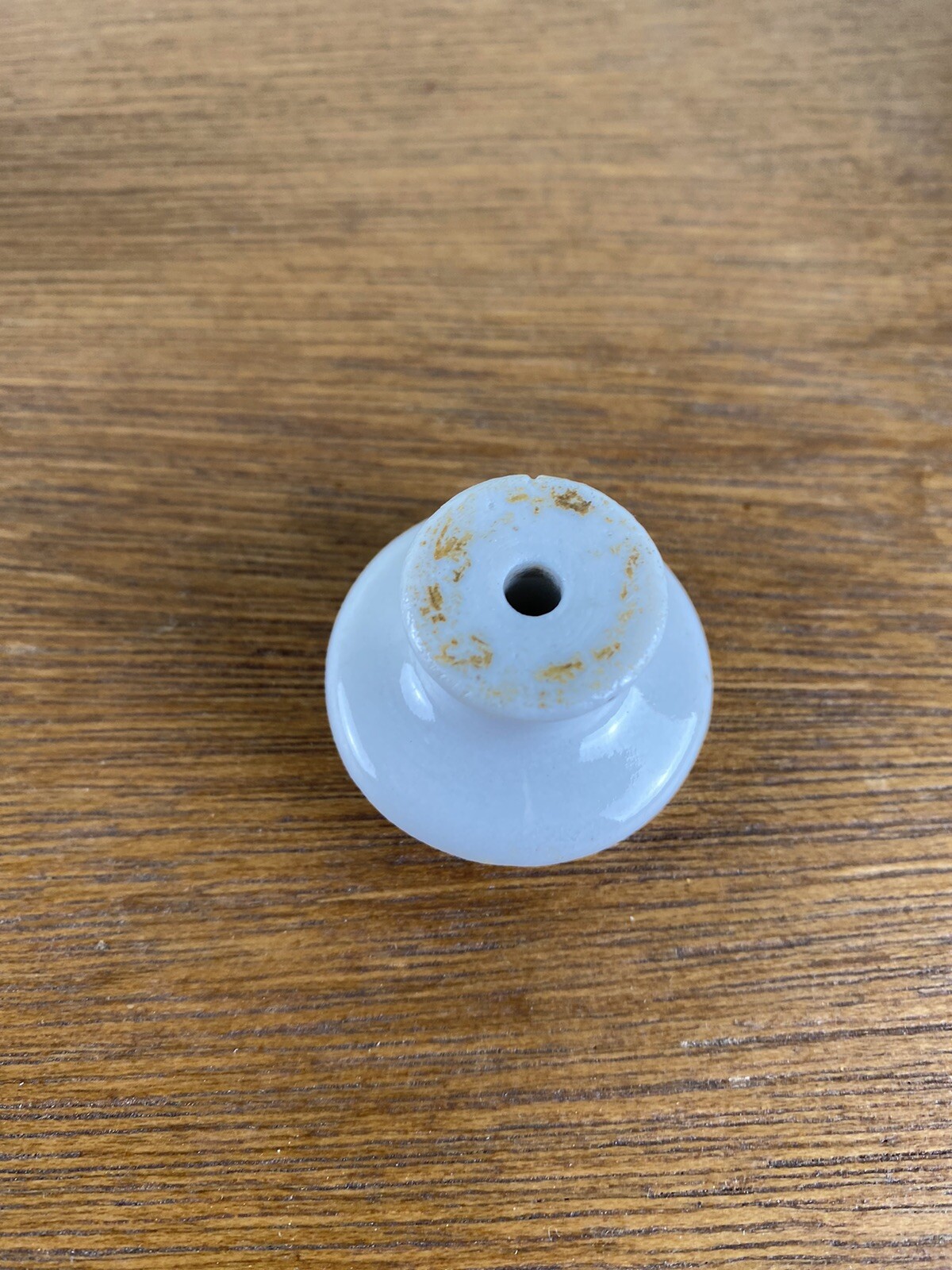 Vintage White Porcelain Mushroom Knobs Drawer Pulls w Brass Hardware Lot of 14+