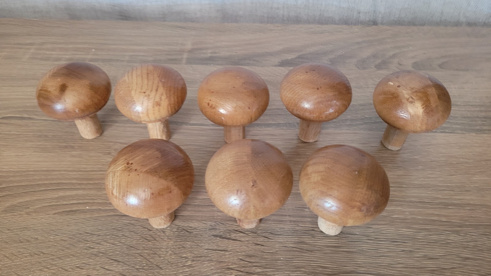 Vintage Wood Drawer Pulls Mushroom Shaped