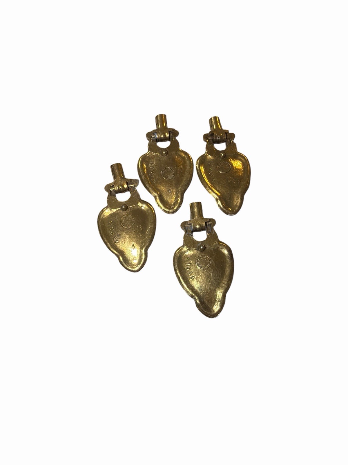 4 Total Vintage Brass Drawer Pulls 2 Piece Pendant Hardware Keeler Brass Co 7653