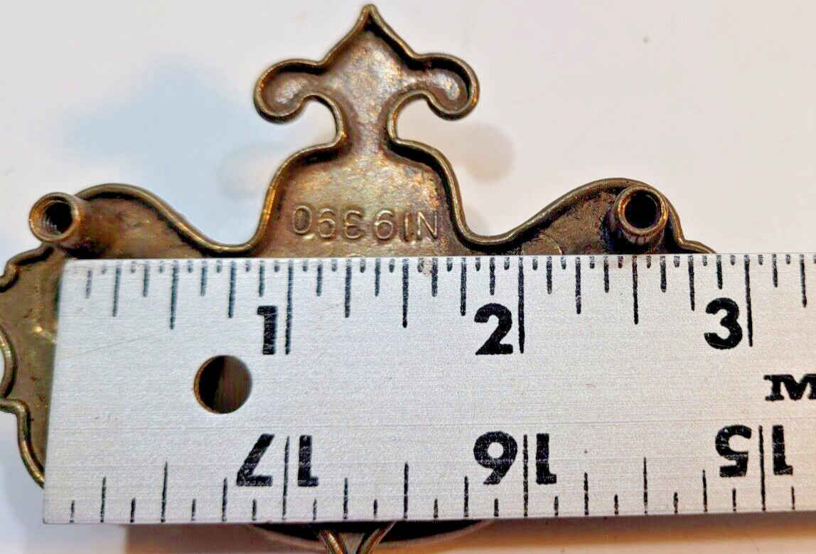 Vintage Brass Drop Bail Pull Handle Drawer w Bolts 2.5 inches between bolts