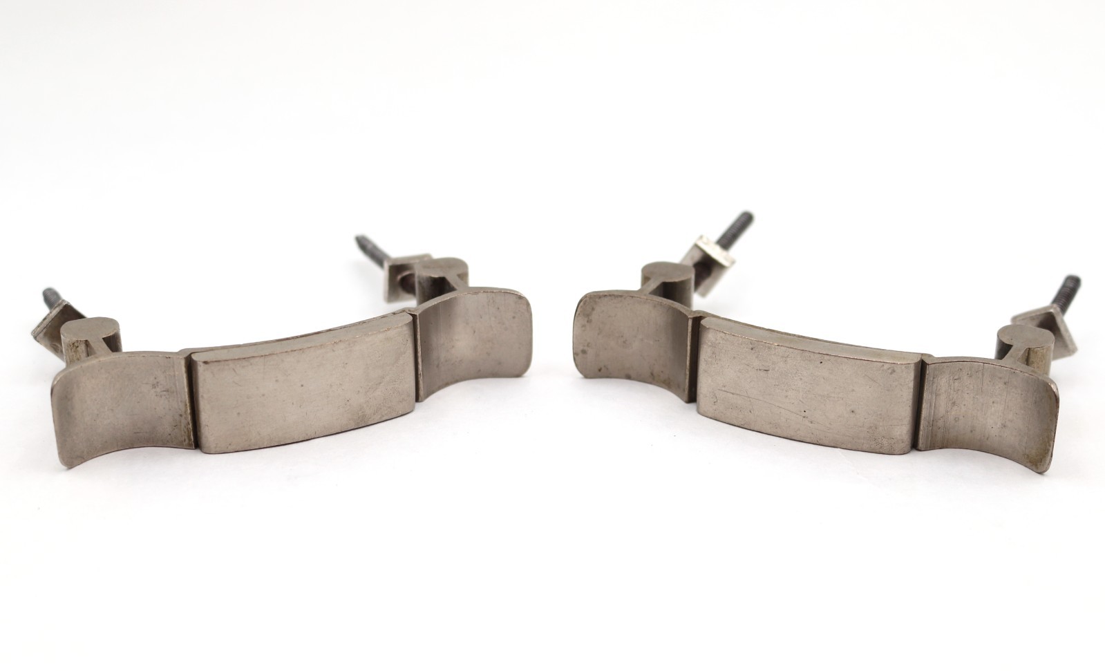 Pair of Vintage 4 in. Brushed Nickel Brass Drawer Pulls