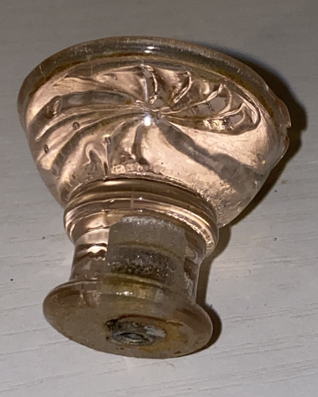 Vtg Pink Depression Glass Drawer Pull Round Starburst Flower Vintage