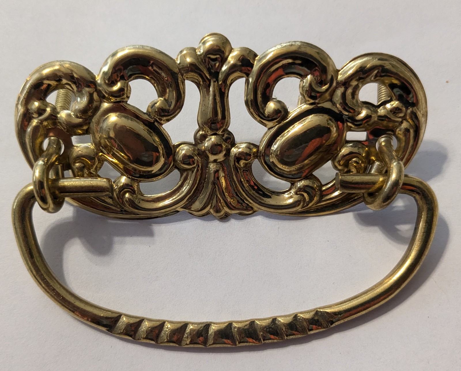 Brass Drawer pull Drop Bail hardware India made NEW old stock 3″ CC hole