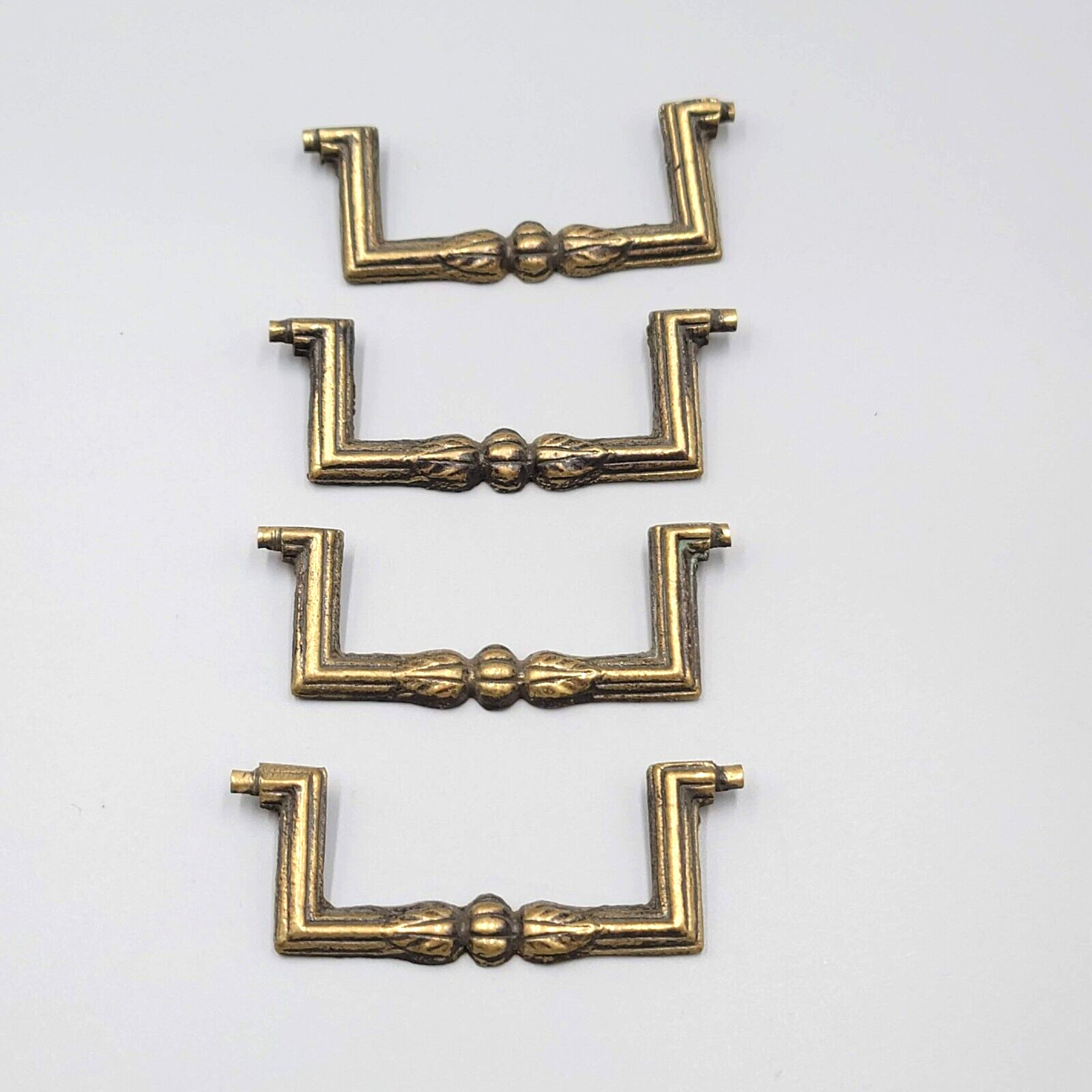 Vtg Leaf Brass Bail Drop Drawer Pull Hardware Set of 4 Reclaimed Part 3″