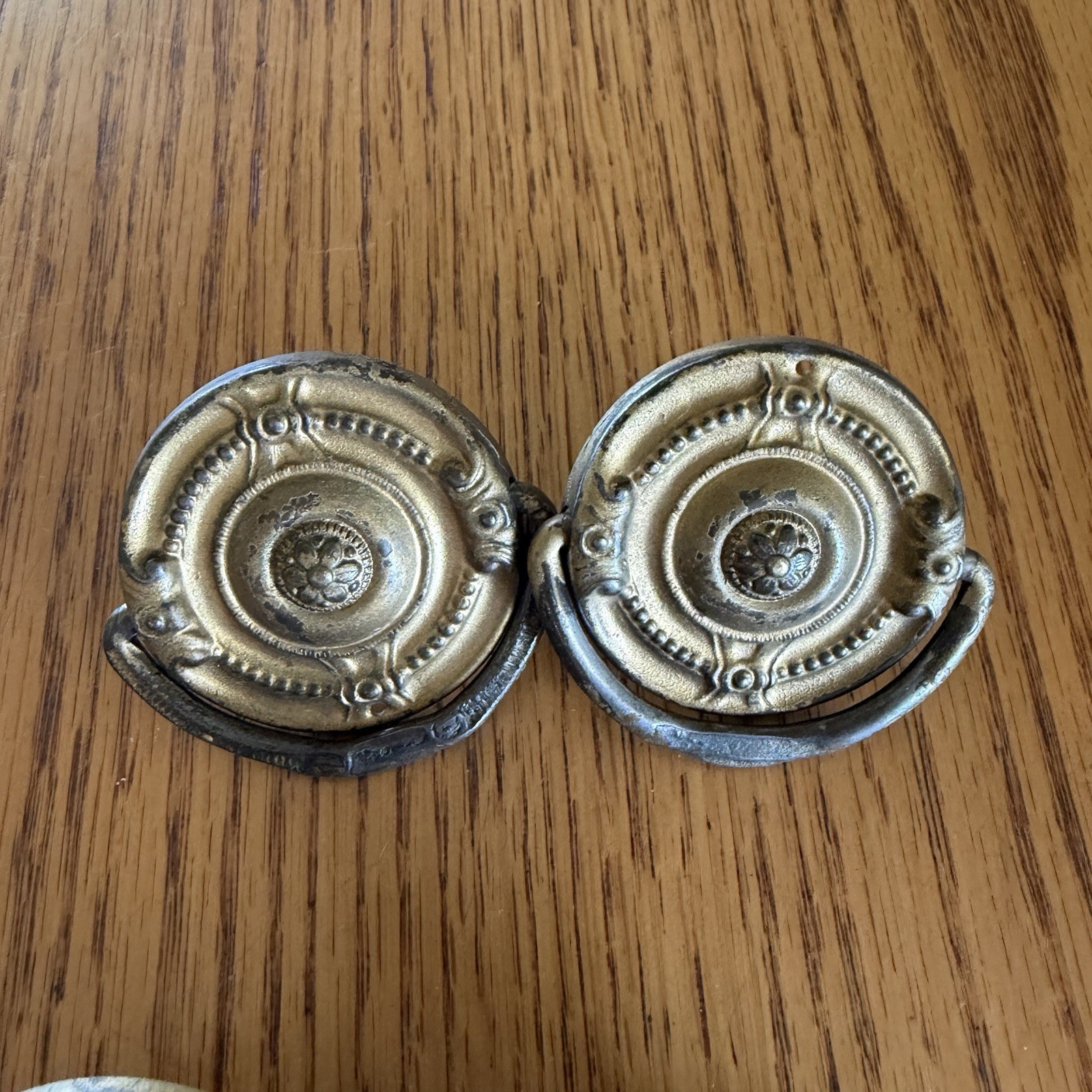 Vintage Bronze French Provincial Drawer/Cabinet Knob Floral Round Lot of 6