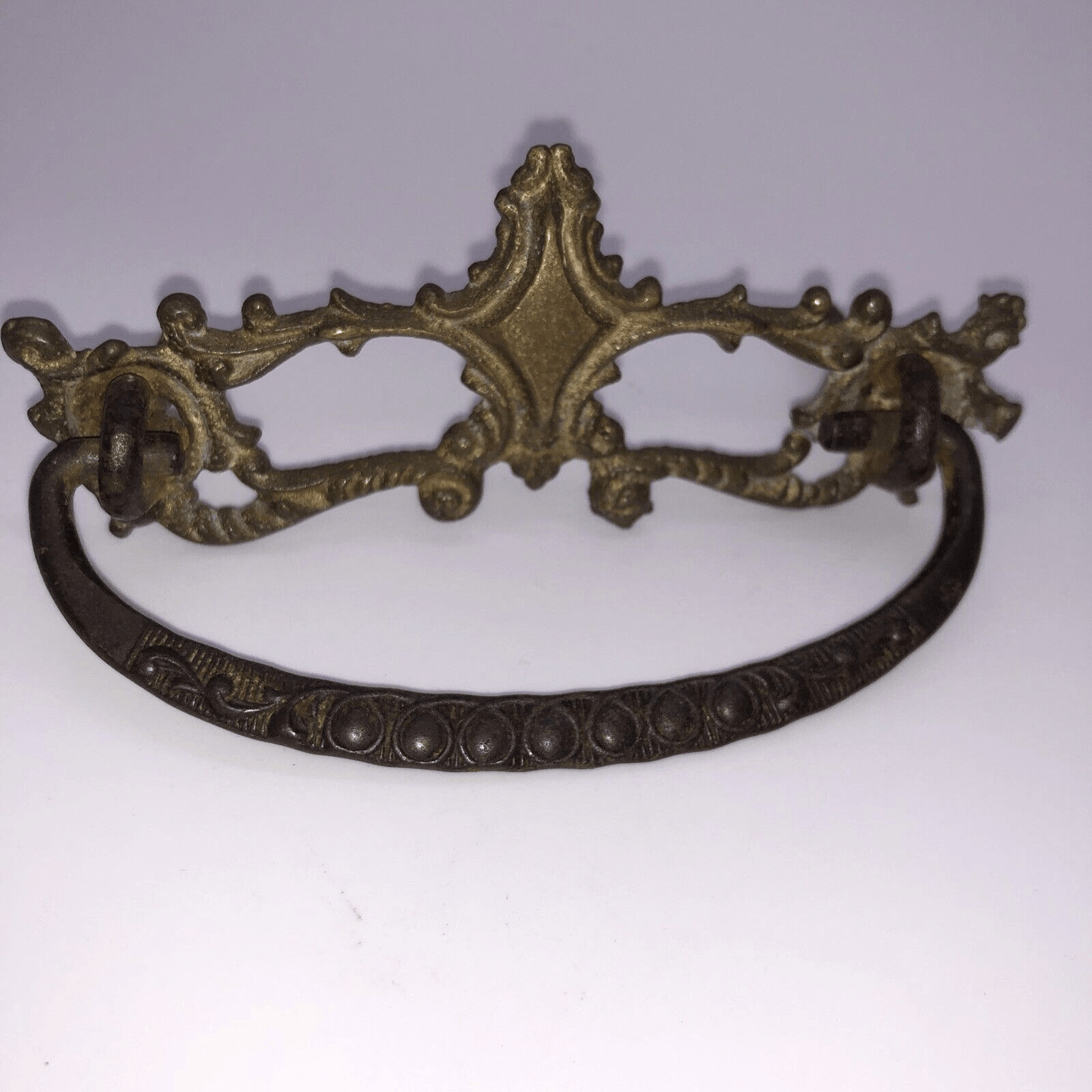 Vintage Ornate Brass Drawer Pull Bail Drop Hardware Furniture Restoration