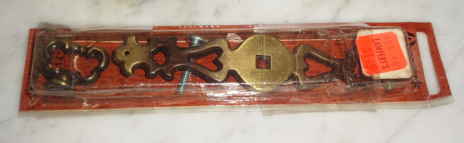 2 Amerock Antique English Brass Key Knob Handle & Back Plate Drawer Pull Handles