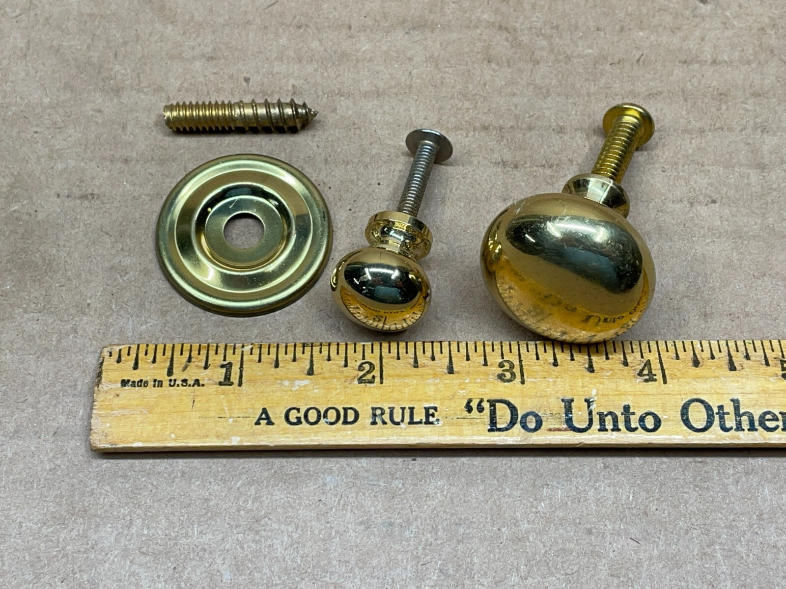 Vintage Anglo American Solid Brass Dresser Desk Knobs Pull 3/4″ Set of 2
