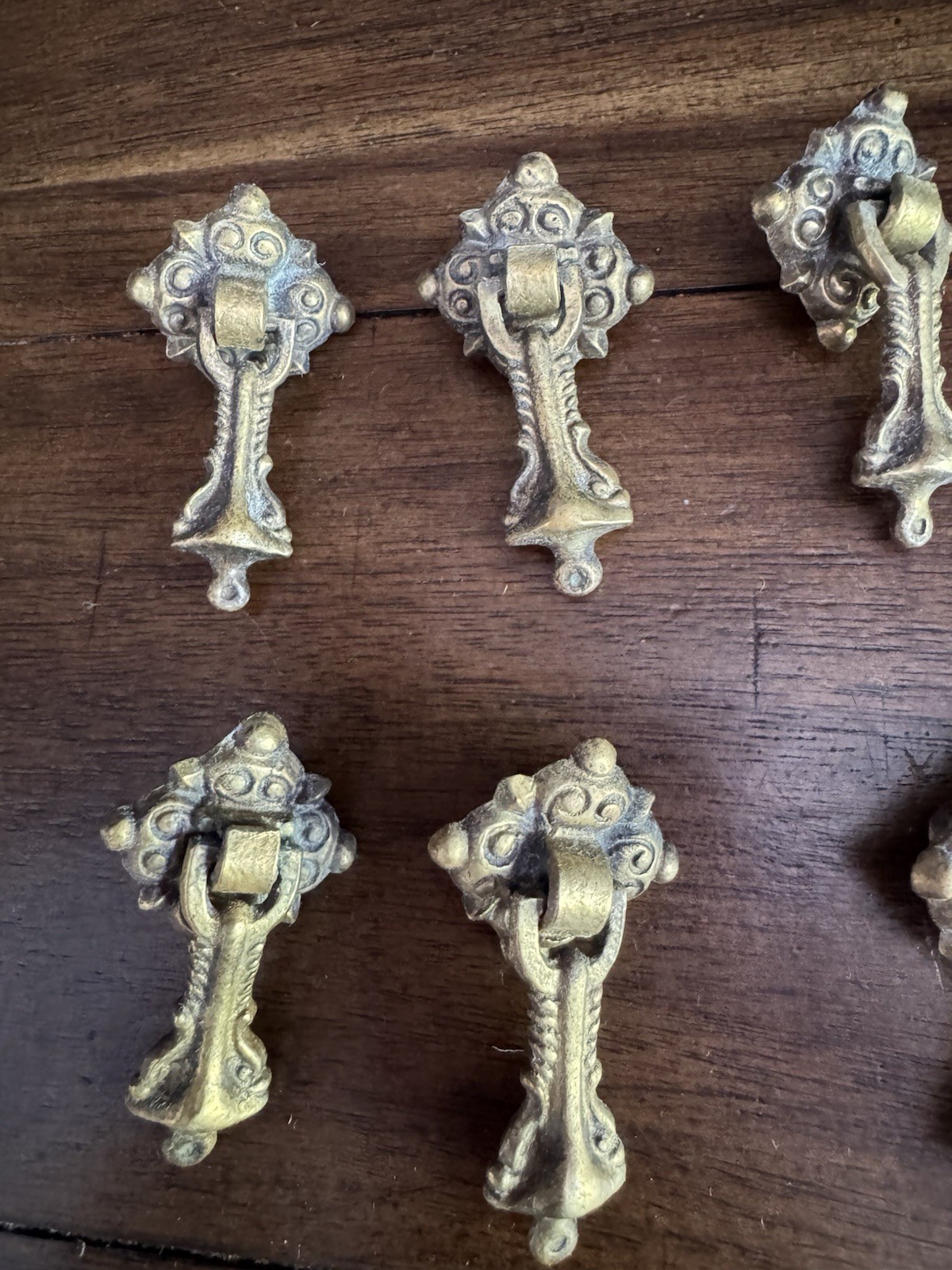 Lot 11 Vintage Antique Brass Drop Bail Drawer Pulls Cabinet Hardware
