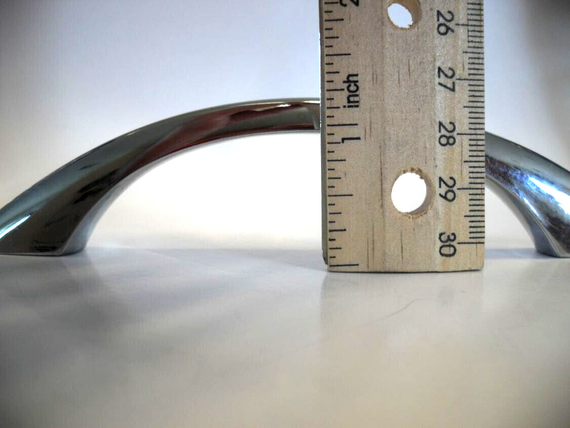 Vintage Nos Long Sleek Heavy Chrome Drawer Pull Cabinet Handle Peaked Face