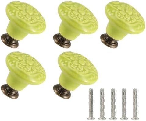 Sage Green Ceramic Knobs 10 Pack Flower Drawer Pulls Vintage Cabinet Knobs – Ant