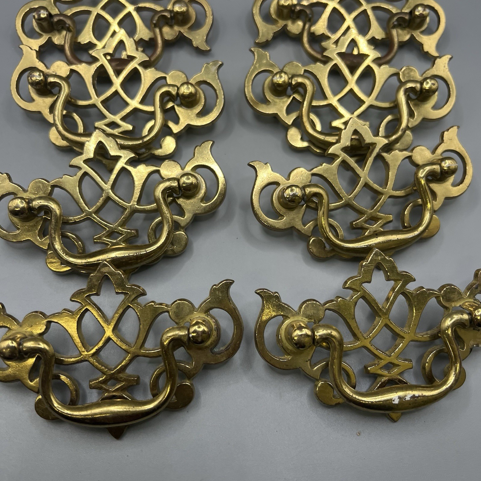 Vintage Lot (12) KBC Brass Plated Batwing Drop Bail Drawer/Cabinet Pulls