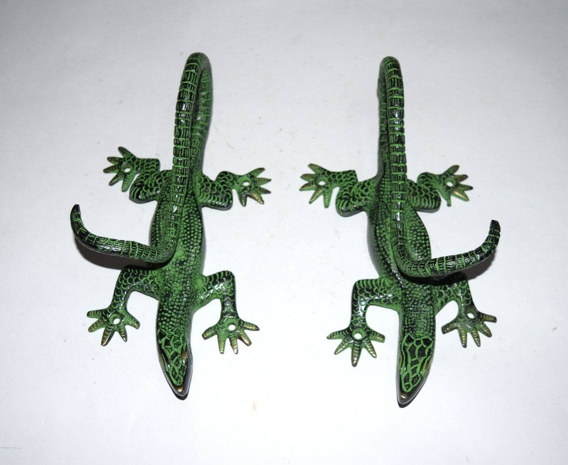 9” Inches Lizard Brass Door Handle Komodo Dragon Gate Pull Entry Club Dec HK115
