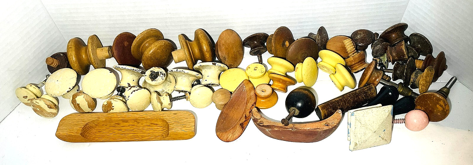 Vin. 1800’s~1920’s Salvaged Lot 52 Round, Square & Odd Wooden Drawer Pull Knobs