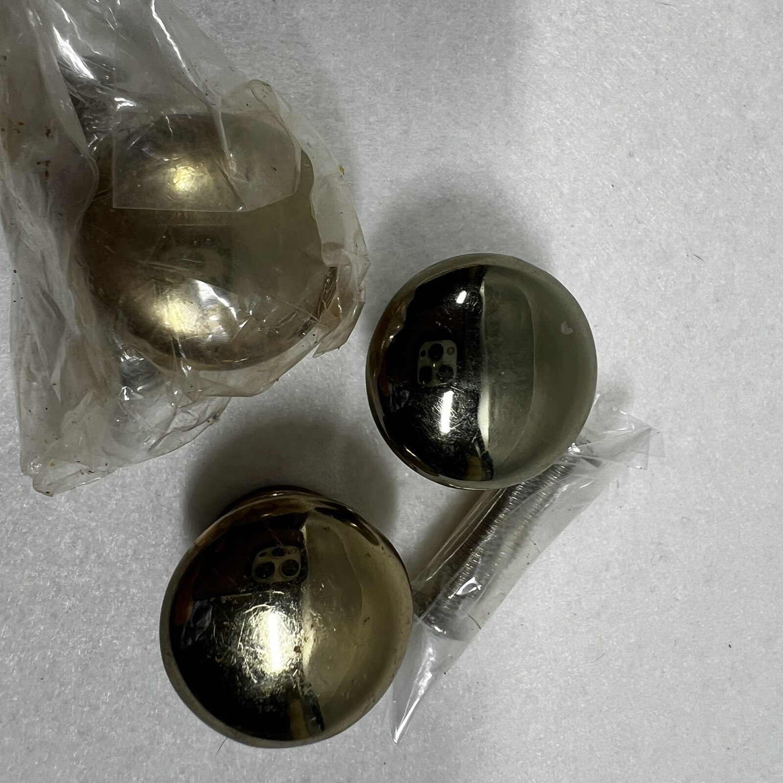 Lot of 3 Solid Brass 1″ Cabinet Drawer Knobs Mushroom Pulls with Screws 70s