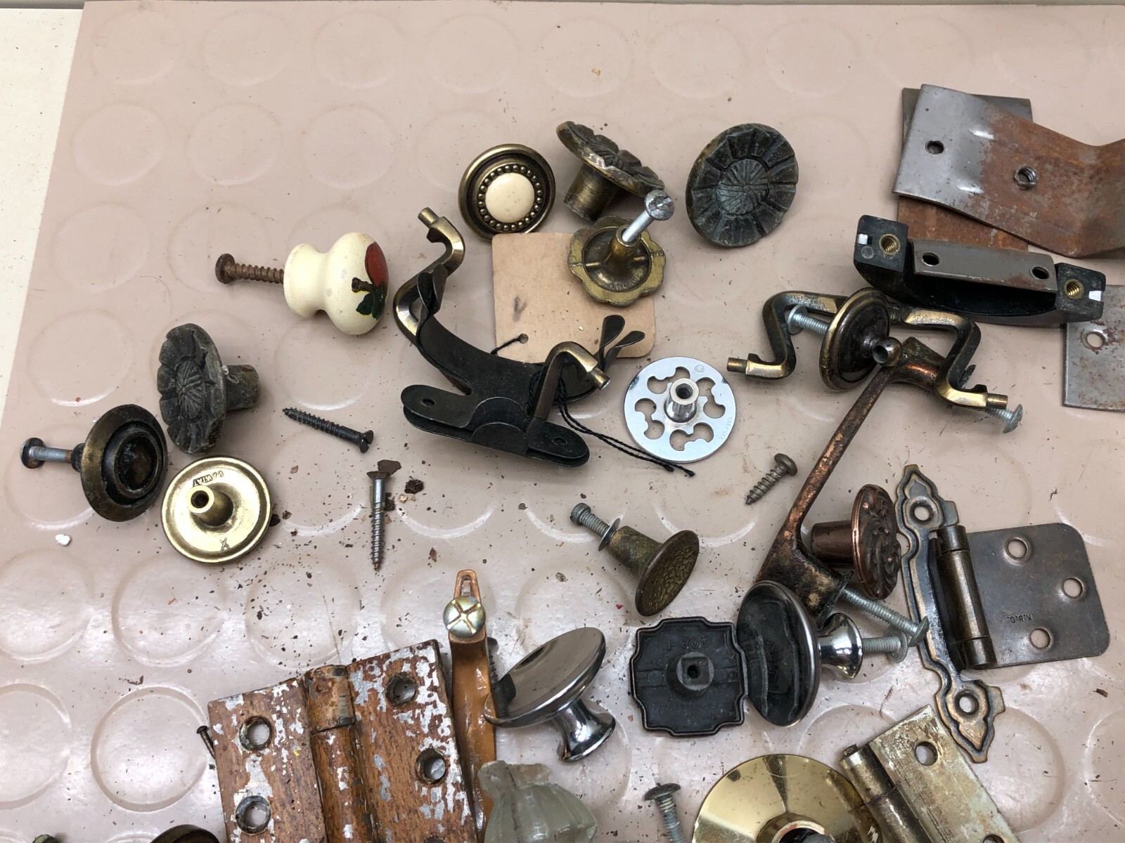 Lot Misc Cabinet Door Drawer Knobs Locks Hinges Vintage Hardware Restoration