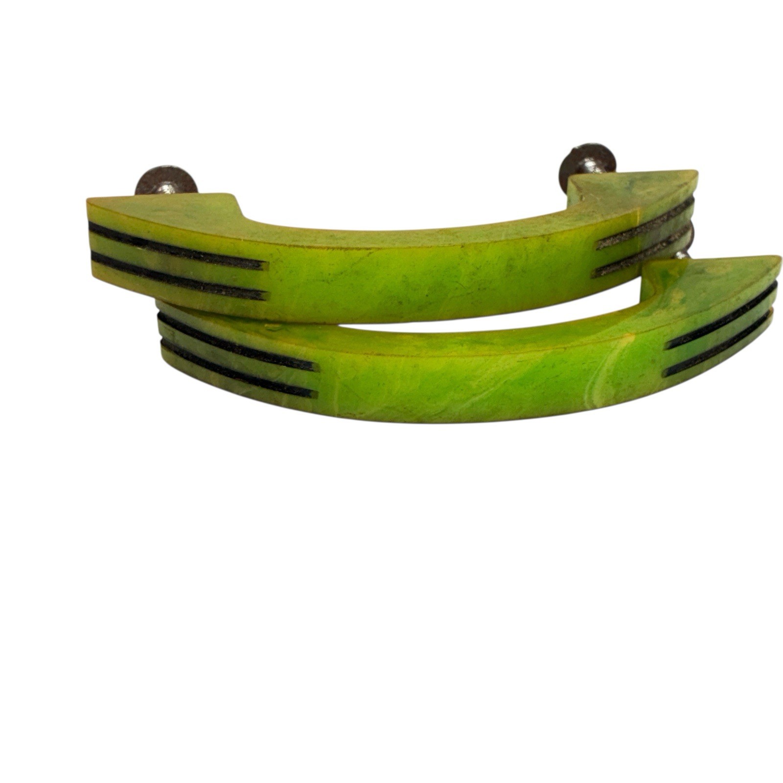 1940s Art Deco Green 4″ Drawer Pulls Cabinet Handles one Pair