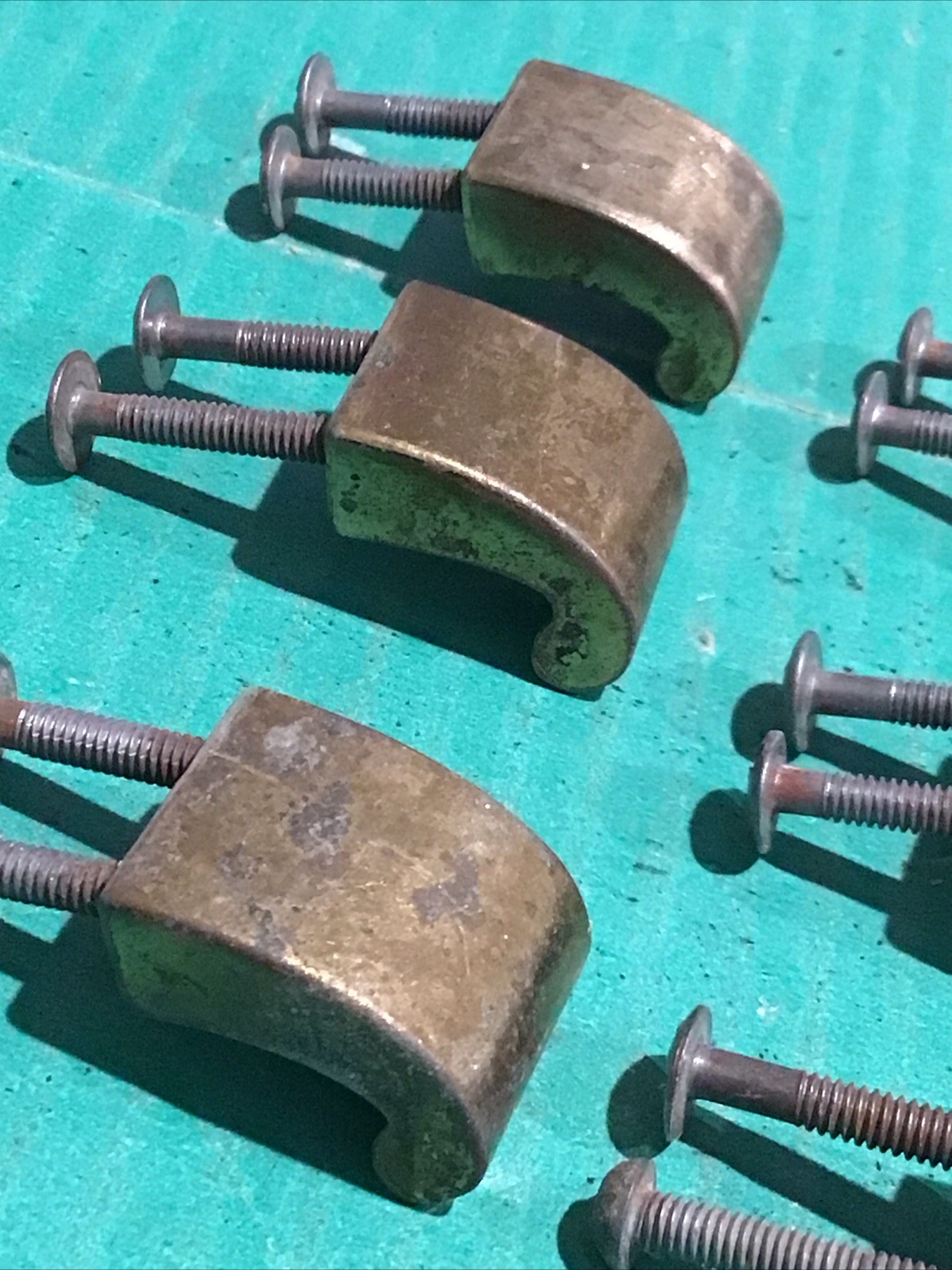 6 Pcs MCM Vintage Keeler Brass K-7888 Ring Finger Pulls Handles Cabinet Drawer