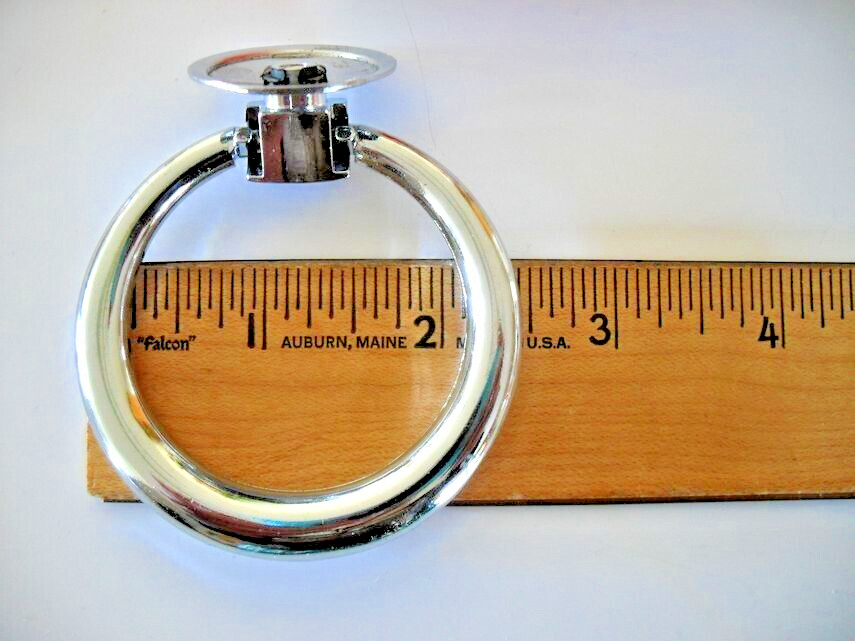 Vintage Nos 2-7/16″ Chrome Drawer Drop Ring Pull Cabinet Handle National Lock