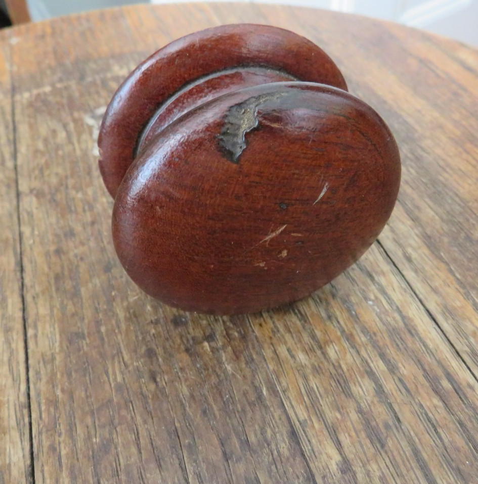 Antique Victorian Wooden Drawer Pull Knob, 2 1/4 Inch