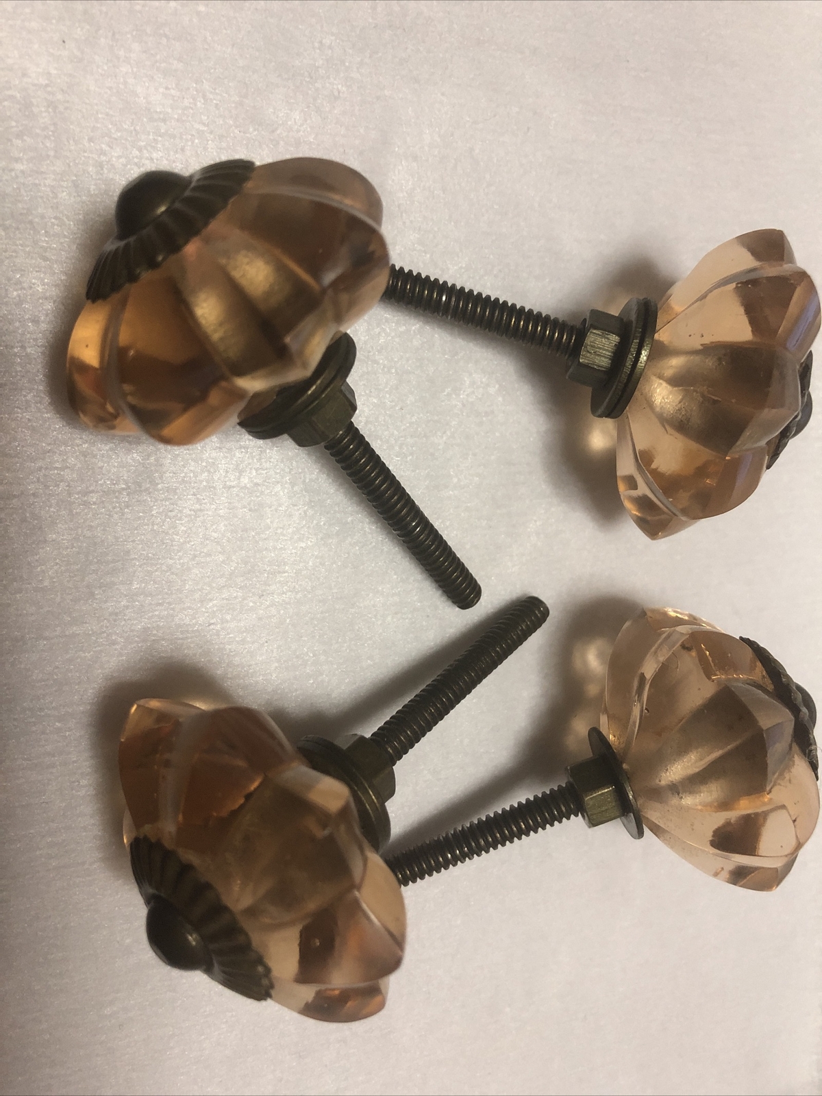 Beautiful Vintage Cabinet Drawer Knobs Pulls 4 Pink 3 Rose and 2 White.