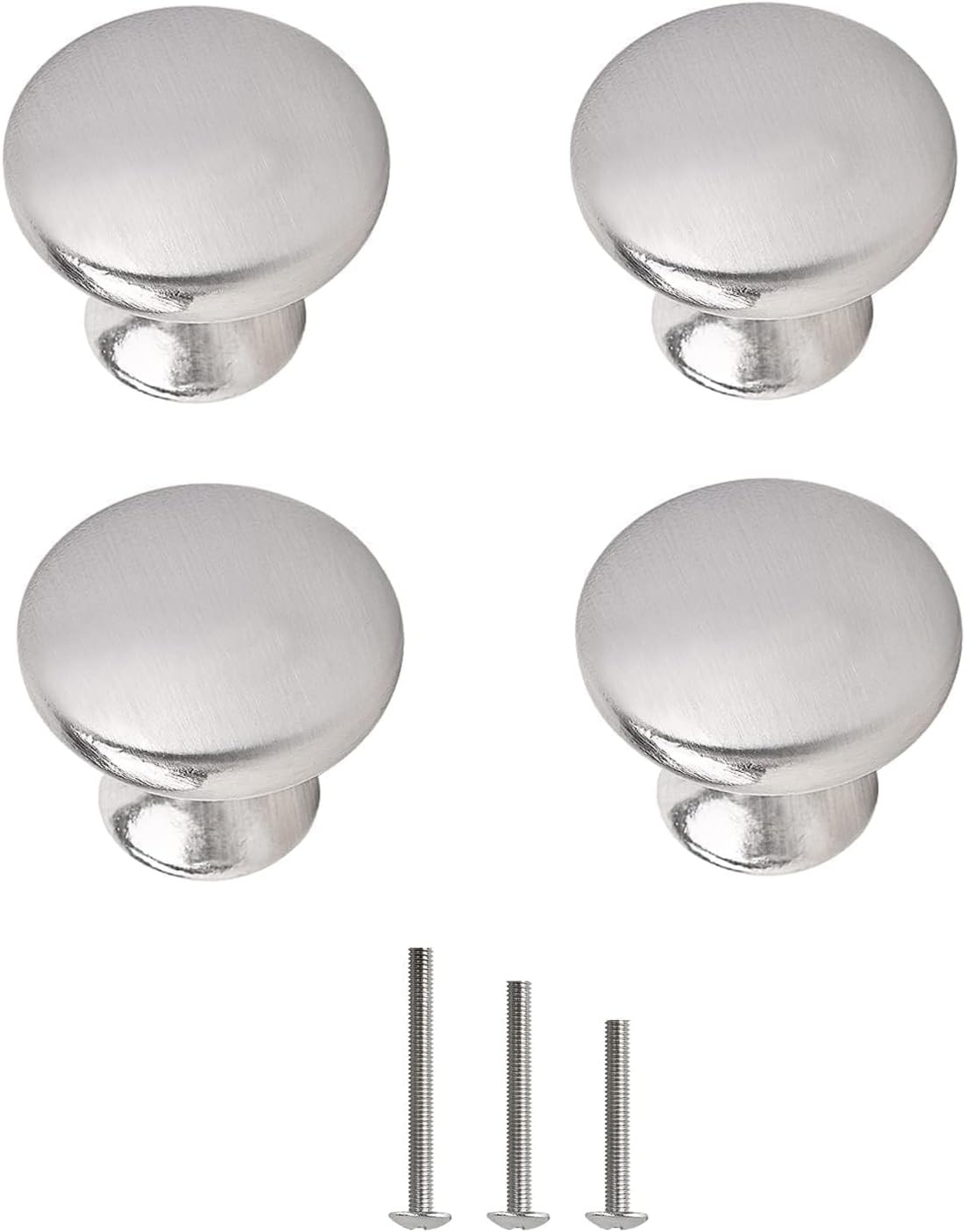 4X Satin Brushed Nickel Knobs 30mm for Kitchen Bathroom