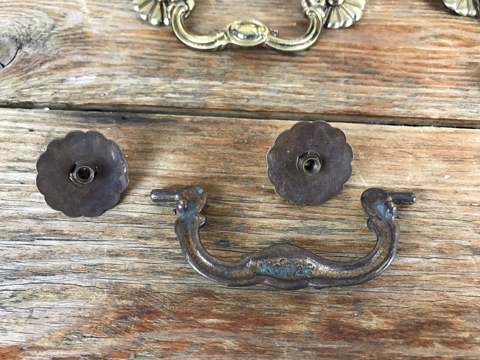 Vintage Brass Drop Bail Drawer Pulls Keeler Brass Company Lot of 6 3pc
