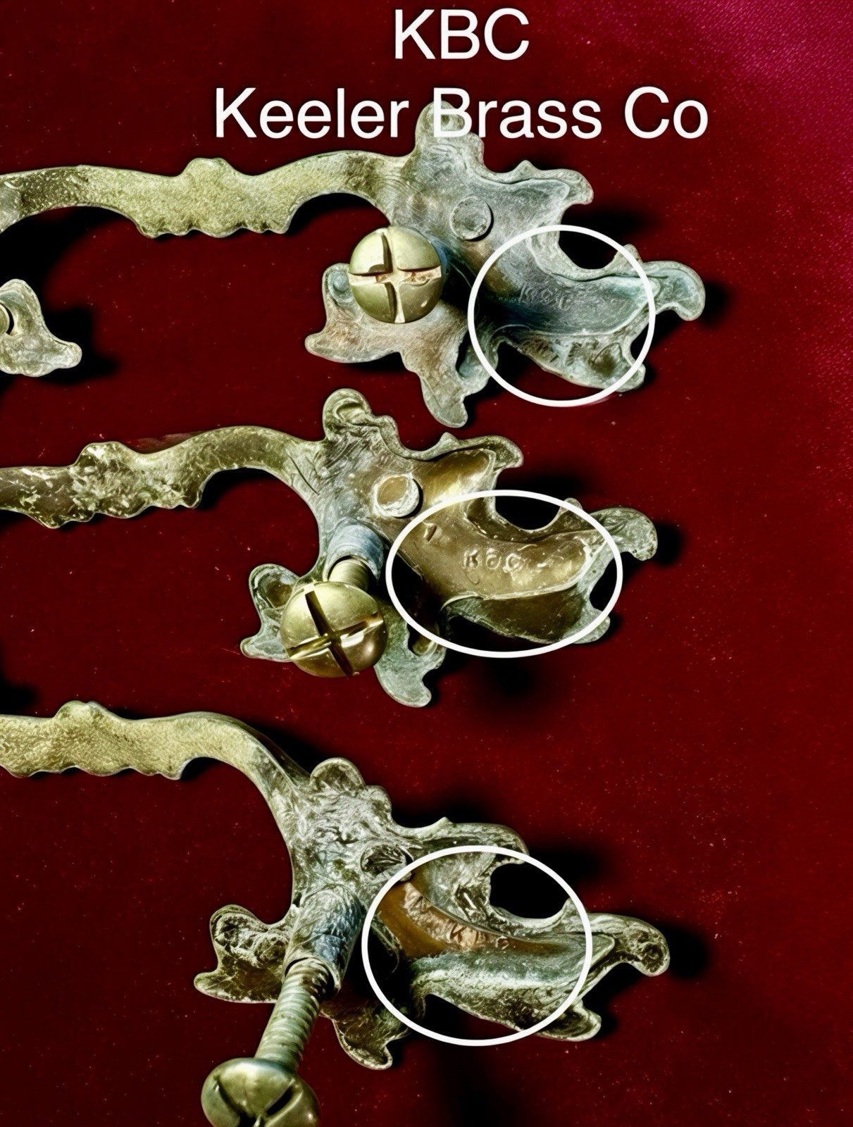 Vintage Brass Drawer Pulls Lot of 9 *Keeler Brass Co 1960s | French Provincial