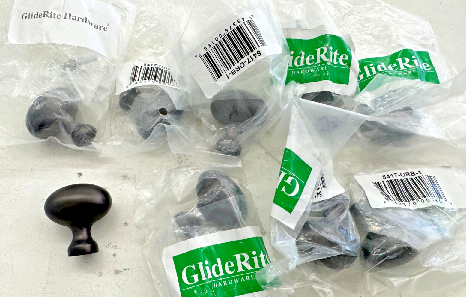 Lot 9 Drawer Pulls Knobs GlideRite Black 5417-ORB-1 7/8″ Round 849376001859