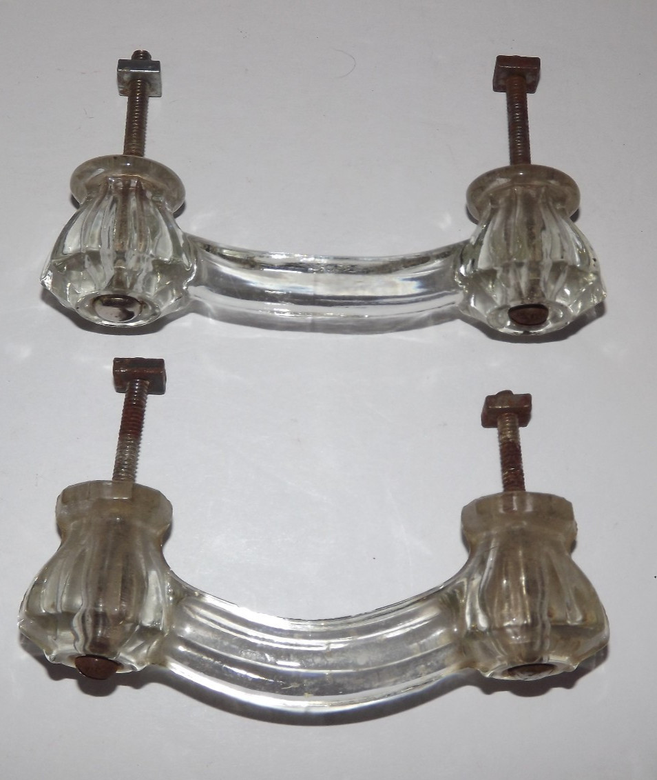 Vintage Lot Set Of 4 Glass Drawer Pulls