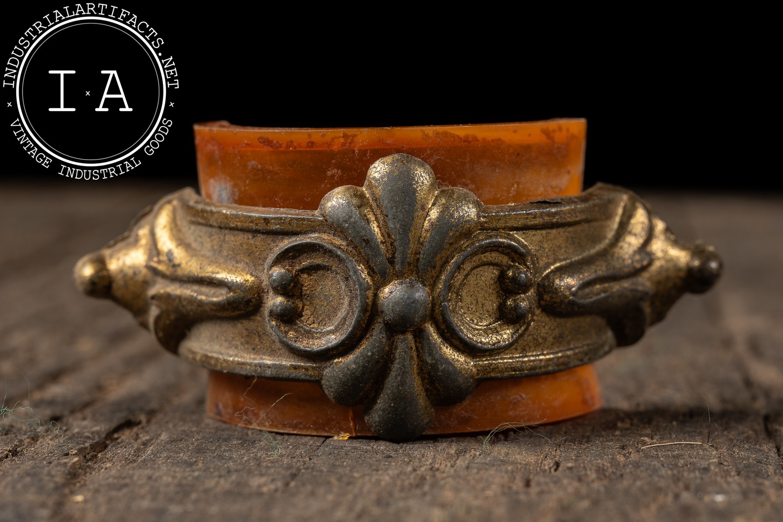 Three Brass Drawer Pulls With Bakelite Inserts