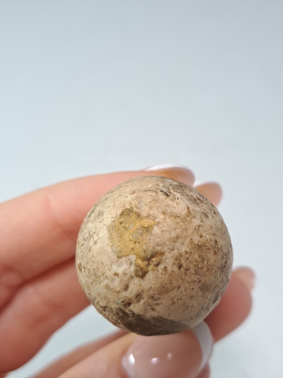 Vintage Round Beige Drawer Pull Or Finial Weathered Finish