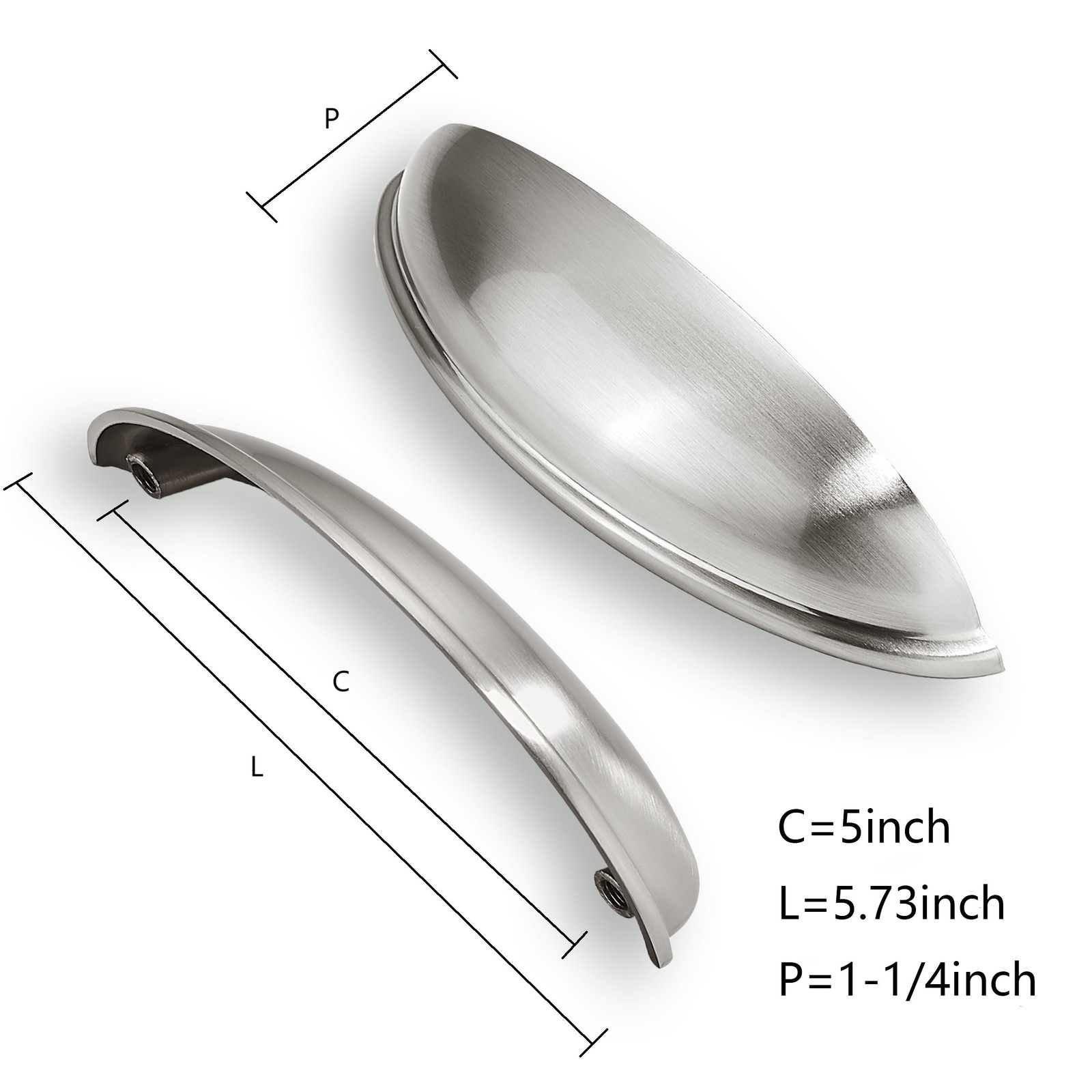 10 Pack 5″ Drawer Pulls Brushed Satin Nickel Cabinet Cup Pulls Kitchen Hardwa…