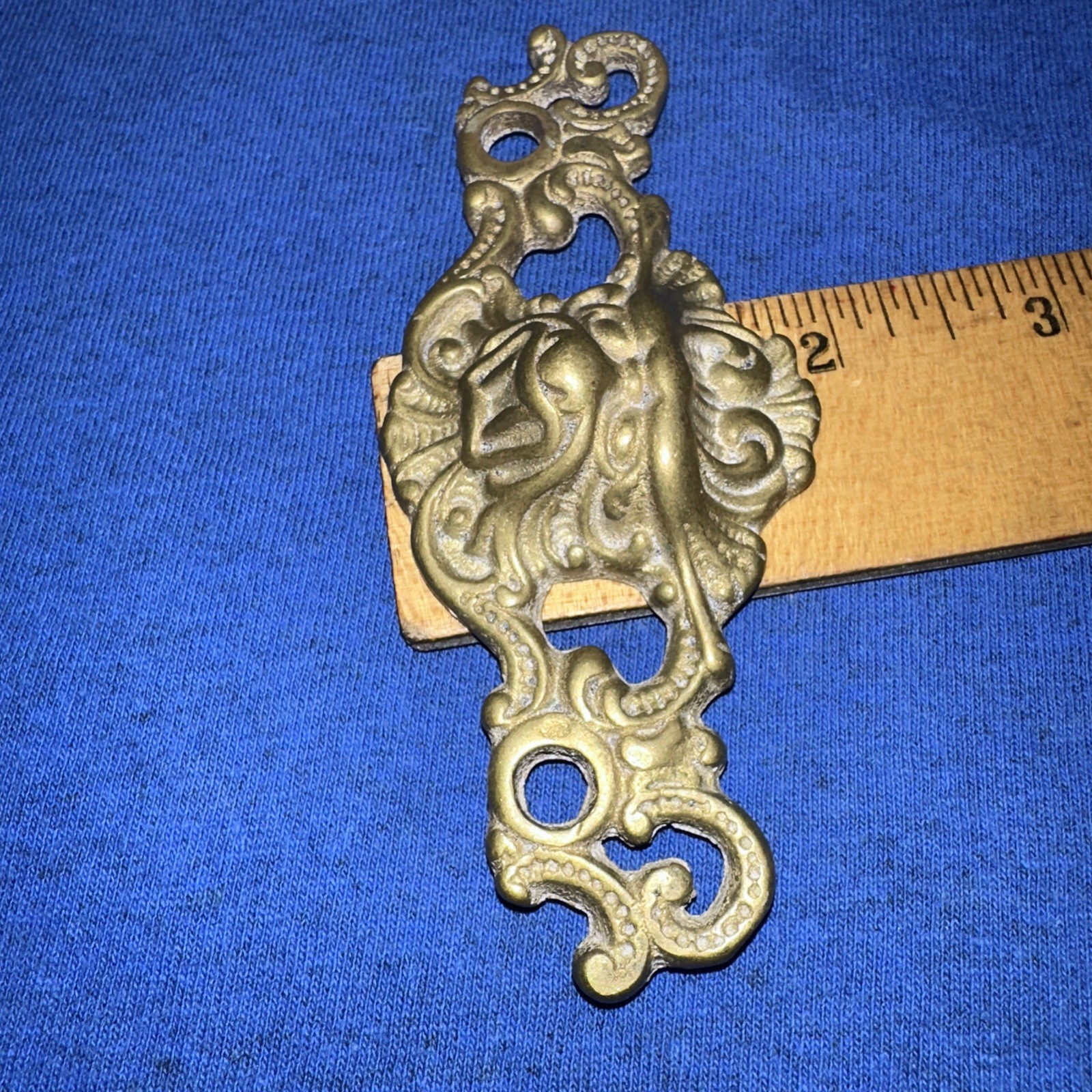 Vintage Brass Drawer Pull, cabinet Handle. Gargoyle Face Rare!! Antique