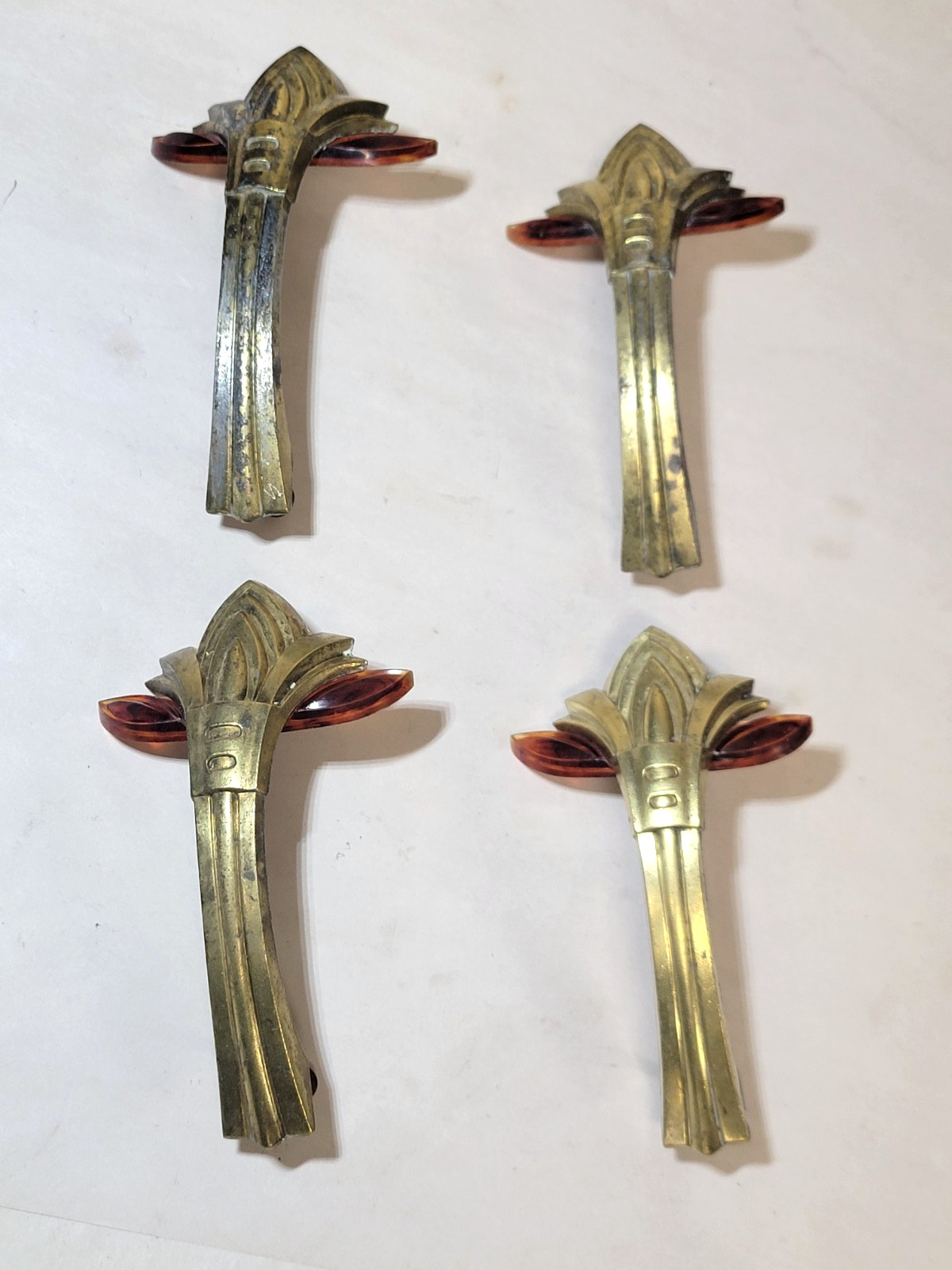 4 Art Deco Drawer Handle Streamline Theater-Style Vertical Pull Vintage Hardware