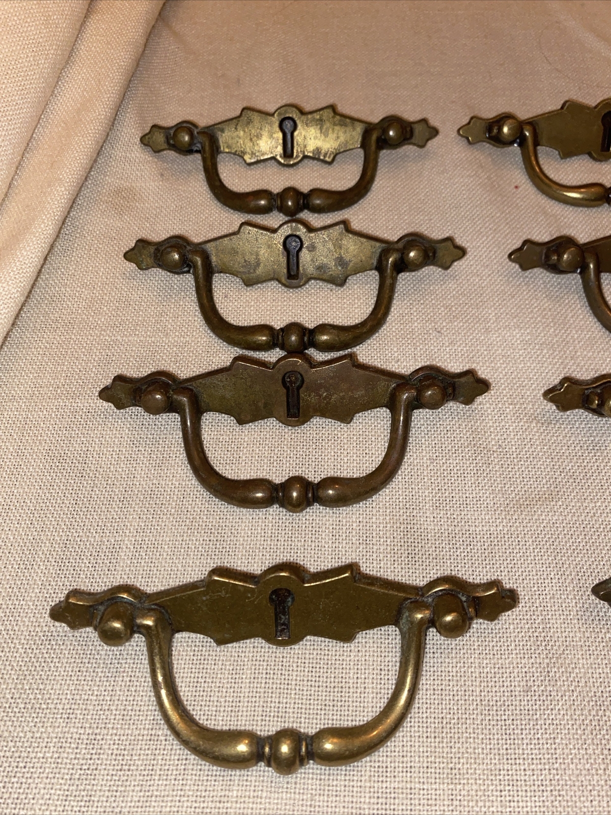 Amerock 314 Vintage Dark Brass Handle Faux Keyhole Drawer Pulls (15) 3” Center