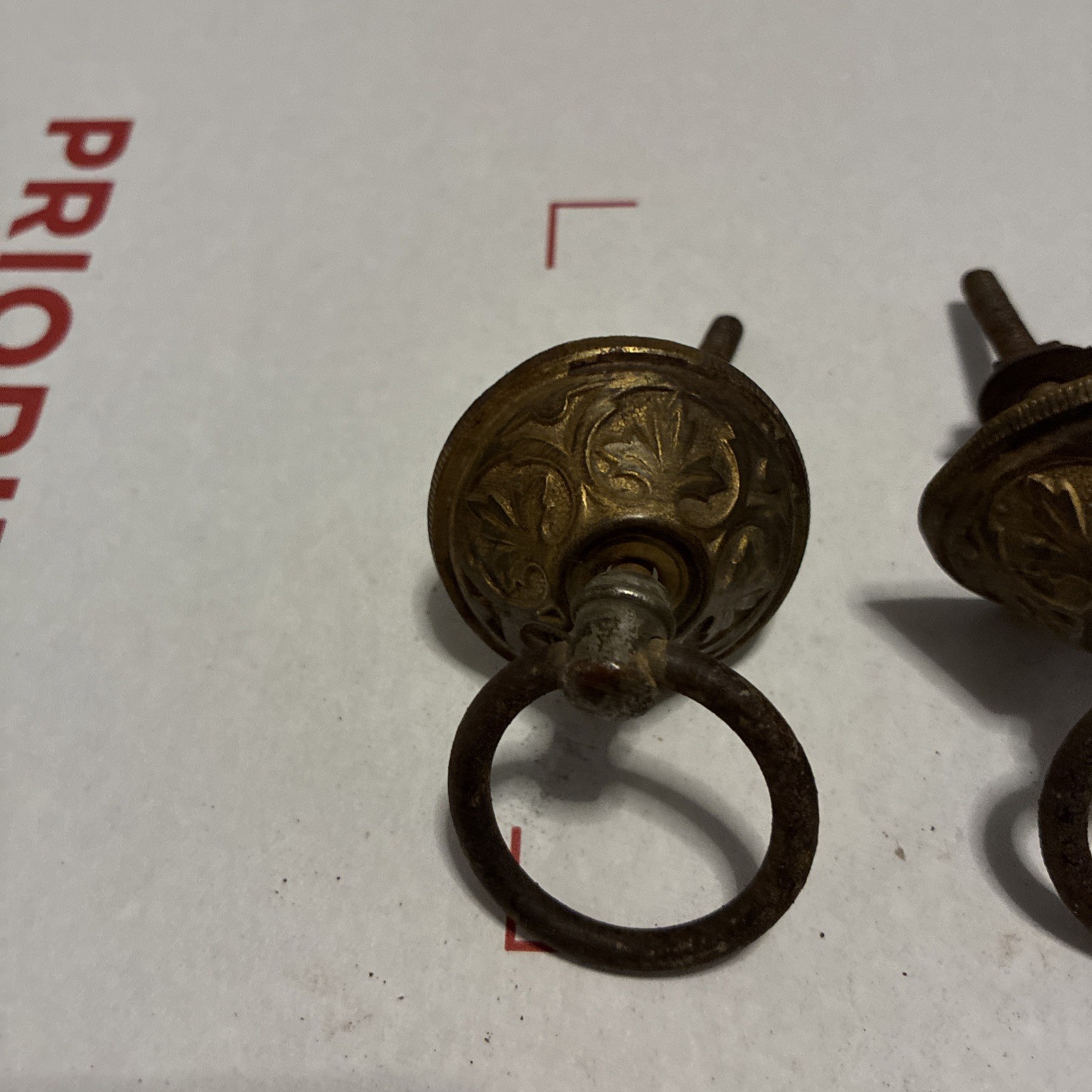 Vintage/Antique Drop Ring Pulls Door Dresser Handles Furniture Hardware Lot of 2