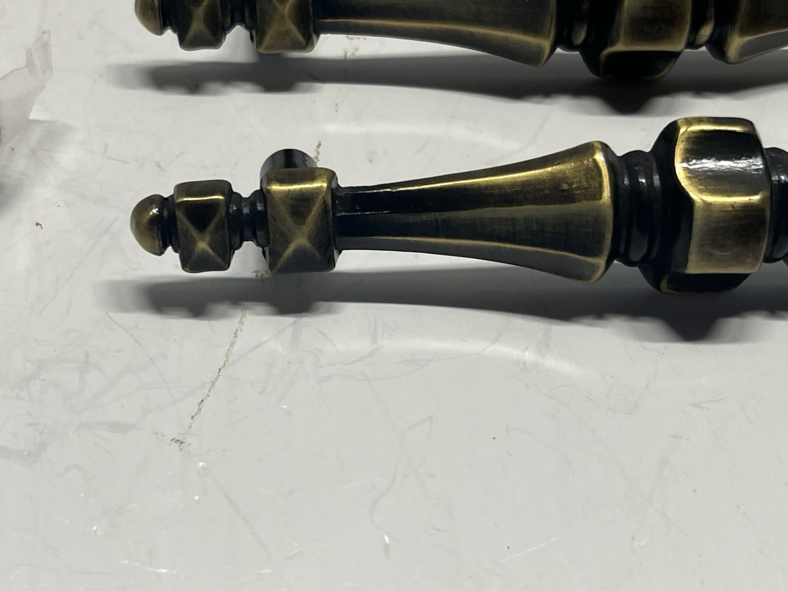 Vtg.Lot (17)NOS Belwith Classic Spindle Antique Brass Fixed Drawer/Cabinet Pulls